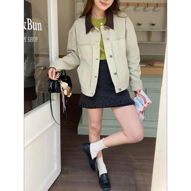 

Spring Corduroy Turn-down Collar Workwear Jacket Coat