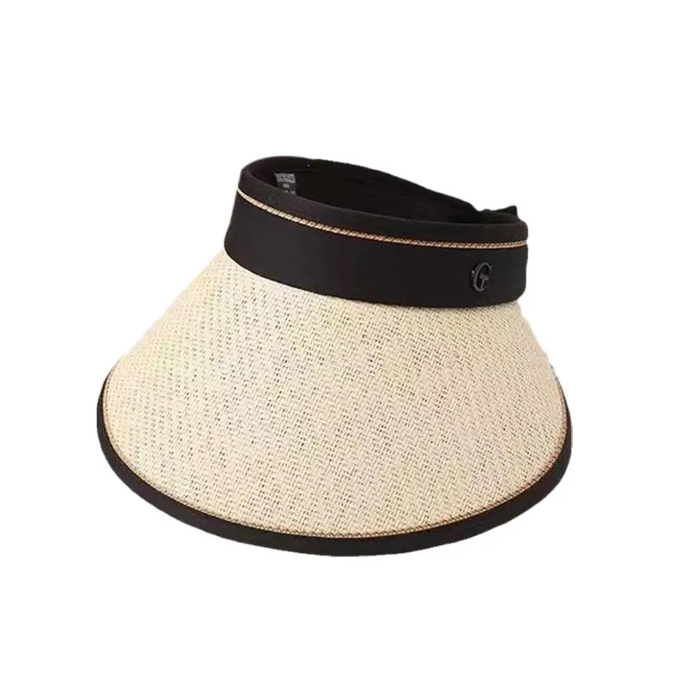 Sombrero de protección solar plegable para mujer, sombrero de paja informal a la moda, protección solar para exteriores, sombrilla de playa para