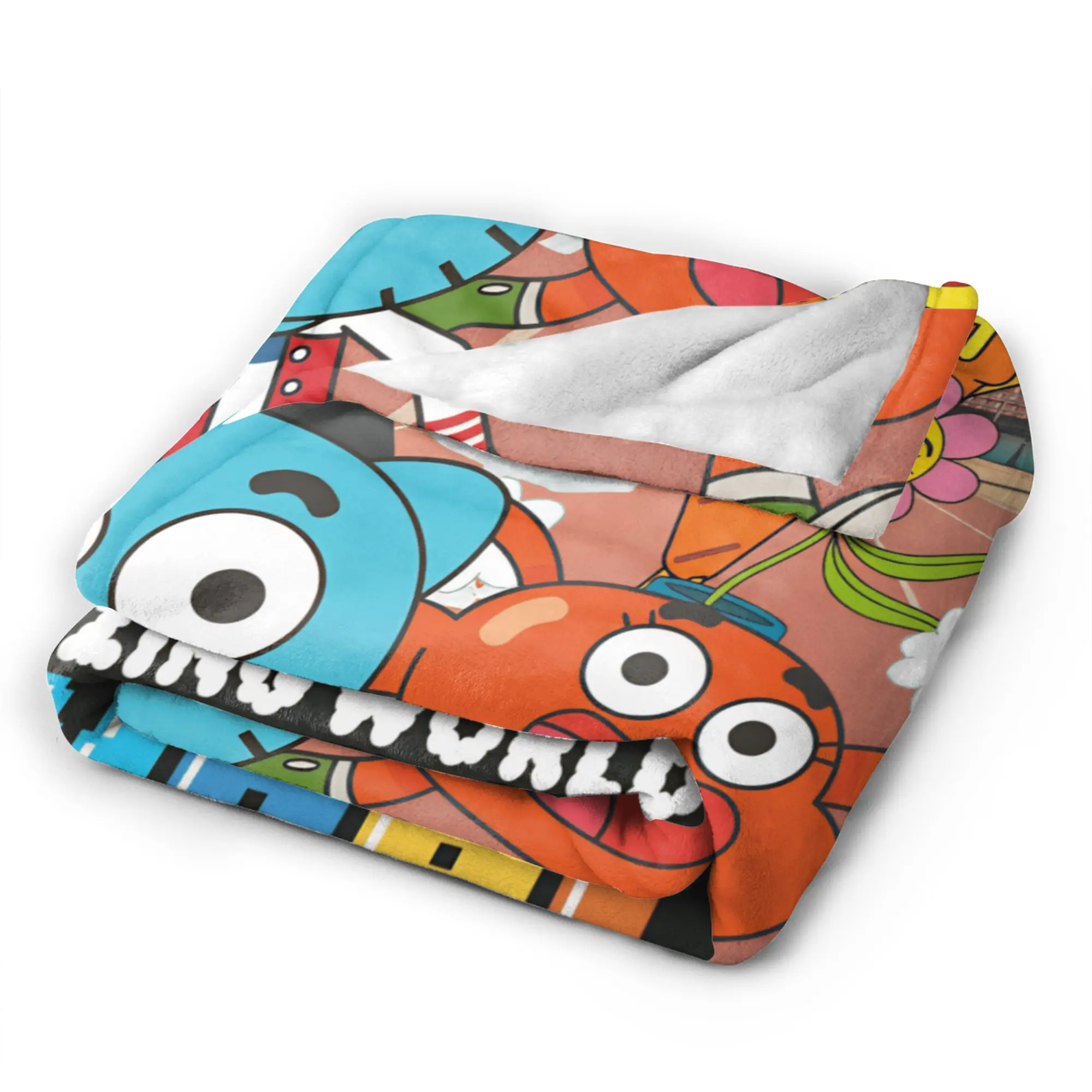 Koc The Amazing World Of Gumballs Miękki, ciepły, pluszowy pled na kanapę, fotel, łóżko, podróż, do biura, flanelowa narzuta na łóżko