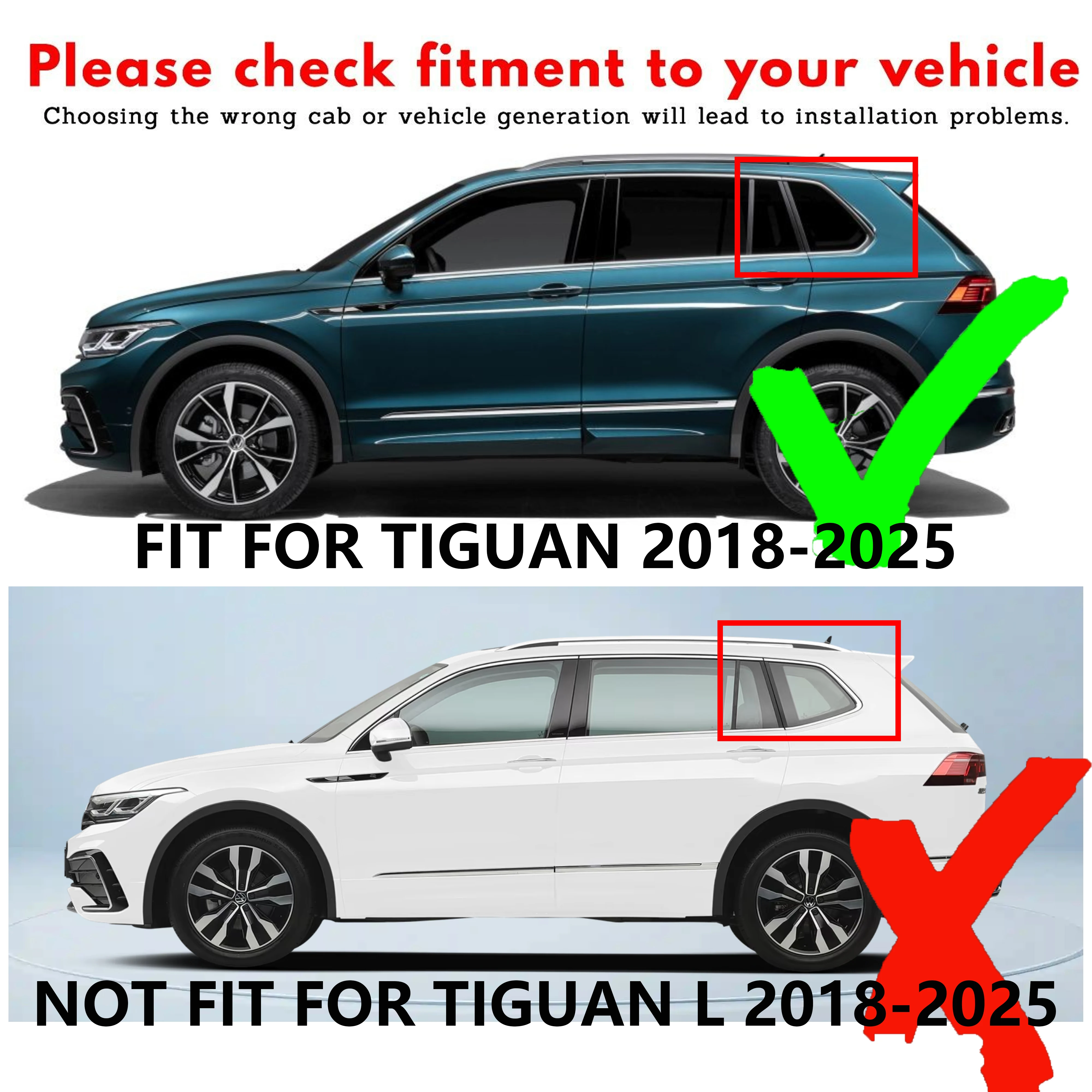 

Window Visor for Volkswagen Tiguan 2018-2025 | 4pcs Rain Guard Wind Deflector | Car Weather Shield Accessory