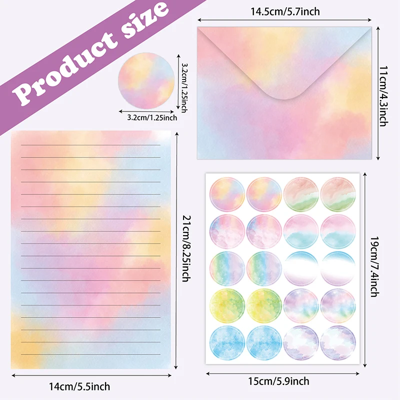 30 قطعة من ورق الألوان المائية الحية مع مجموعة 15 ظرفًا للقرطاسية الشخصية #6