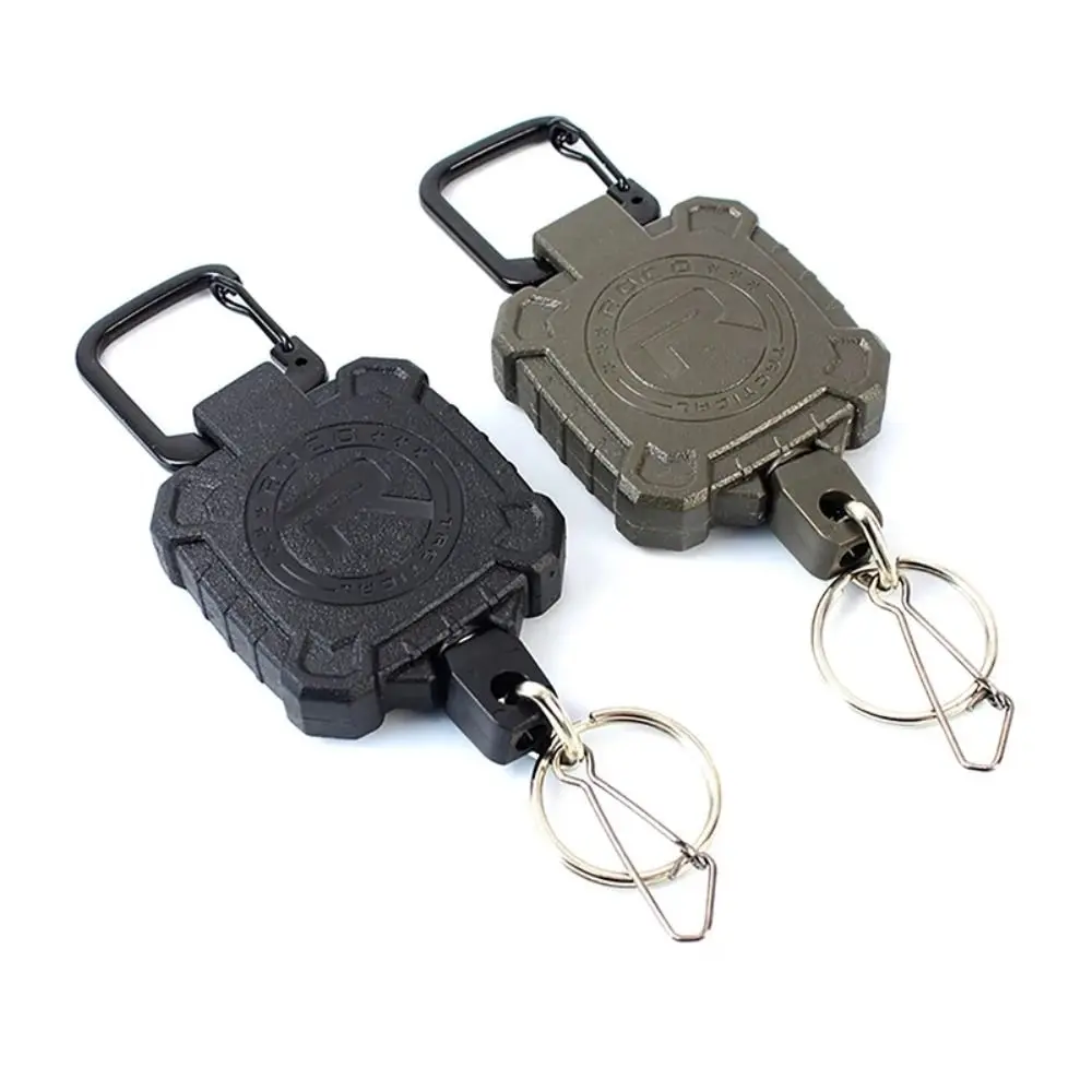 Steel Wire Rope Retractable Keychain Multi-Function High Strength Easy-to-pull Buckle Anti-theft Elastic Badge Holder