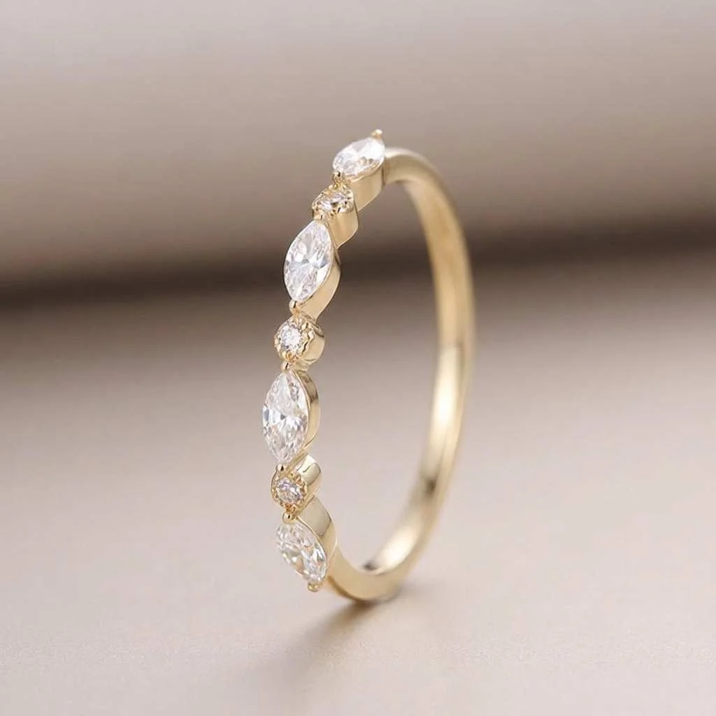 Women's 925 Sterling Silver Marquise Stackable Ring
