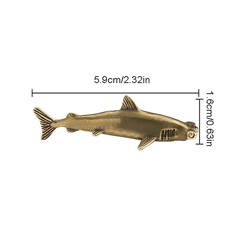 Figuras de animales de tiburón con cabeza de martillo de latón, adorno pequeño, organismos marinos, recuerdo para el hogar, té, decoración de escritorio para mascotas, figuritas de Metal