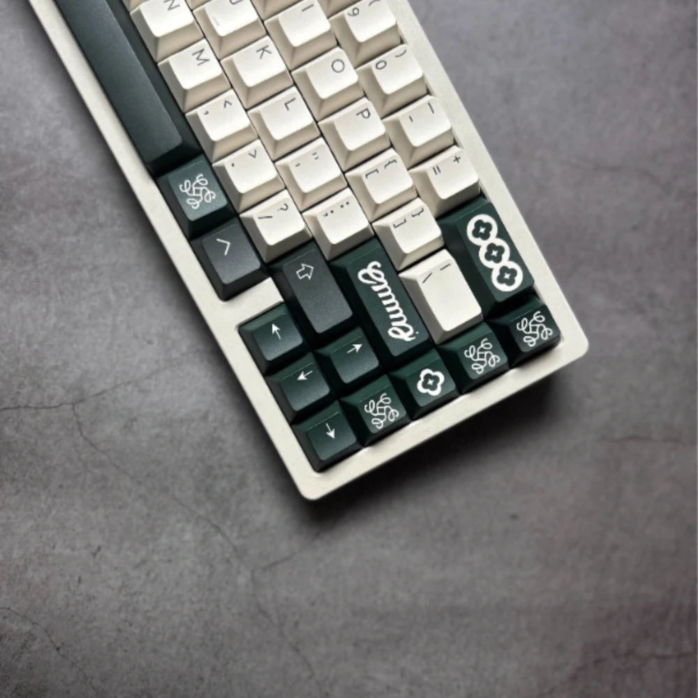 PBT Emma Theme Keycaps PBT صبغ التسامي الأخضر الأبيض مفتاح قبعات الكرز الشخصي Keycap للوحة المفاتيح الميكانيكية سبليت Spacebar