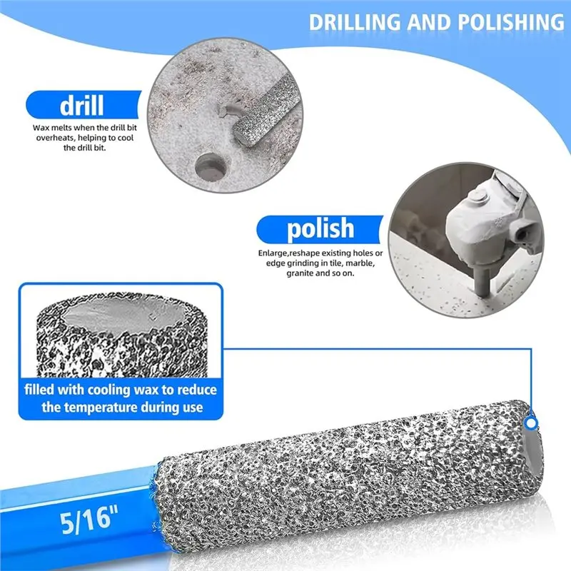 ABVJ-diamantborenset (5 stuks), tegelboren voor glasporselein, marmer - veelzijdige boorgereedschapsset