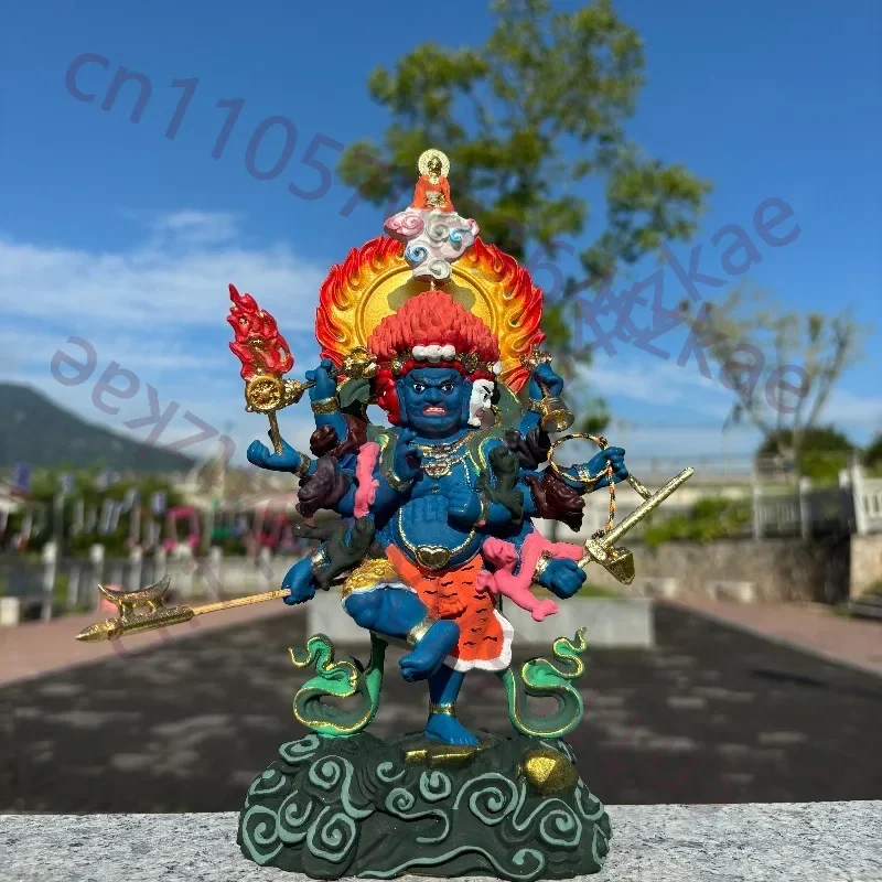Hand-Carved Hinoki Painted Gilt Statue - 9