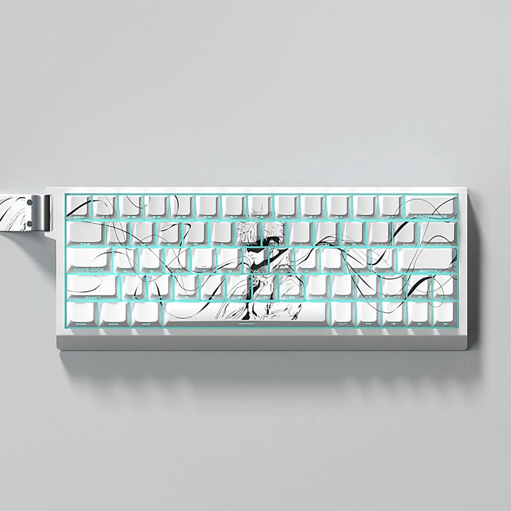 

Напівпрозрачные колпачки для клавиш Gojo Satoru с 73 клавишами, колпачки для клавиш с боковой печатью, черные колпачки для клавиш PBT Dye-Sub Cherry, подходят для механической клавиатуры 60 65, 68