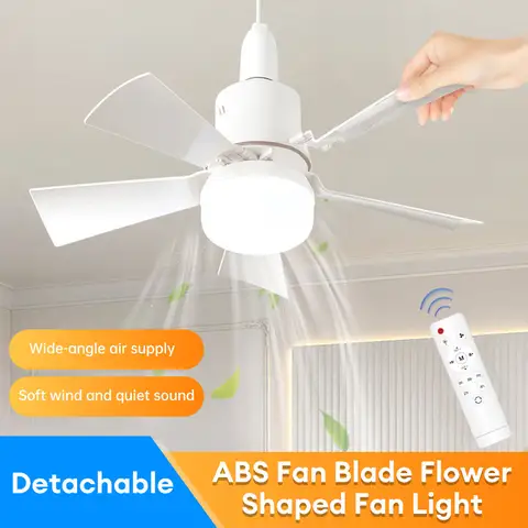 조광을 위한 원격 제어 기능이 있는 30W 천장 팬 조명, E27 기본 전기 팬 거실 침실용 LED 램프 조명 팬