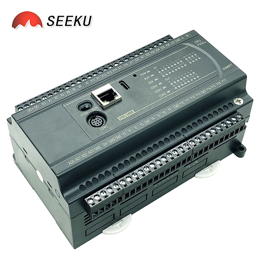 Industrial PLC Controller AD 4CH 0-10V 2CH K-Type/ PT100 4CH NTC Ethernet RS485 MODBUS PLC FX3U 40/44 MR MT MRT  RTC