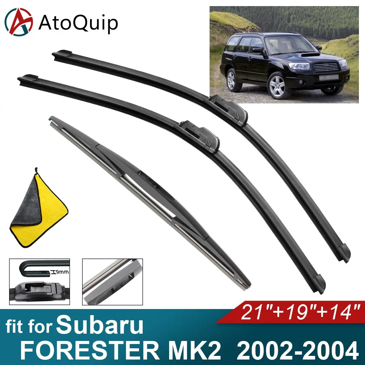 

Car Windshield Wiper Blades Fit For Subaru FORESTER MK2 Rear Wiper Blades Soft Rubber Auto Front Windscreen 2002 2003 2004