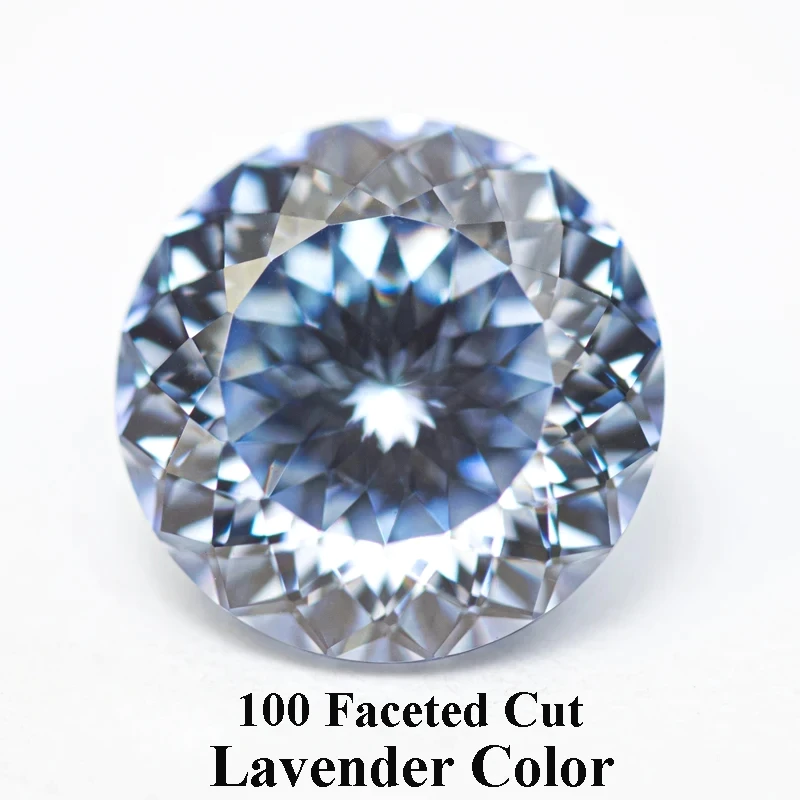 

Moissanite Stone Lavender Color 100 Faceted Cut Round Shape Lab Grown Gemstone for Charms Women Jewelry with GRA Certificate