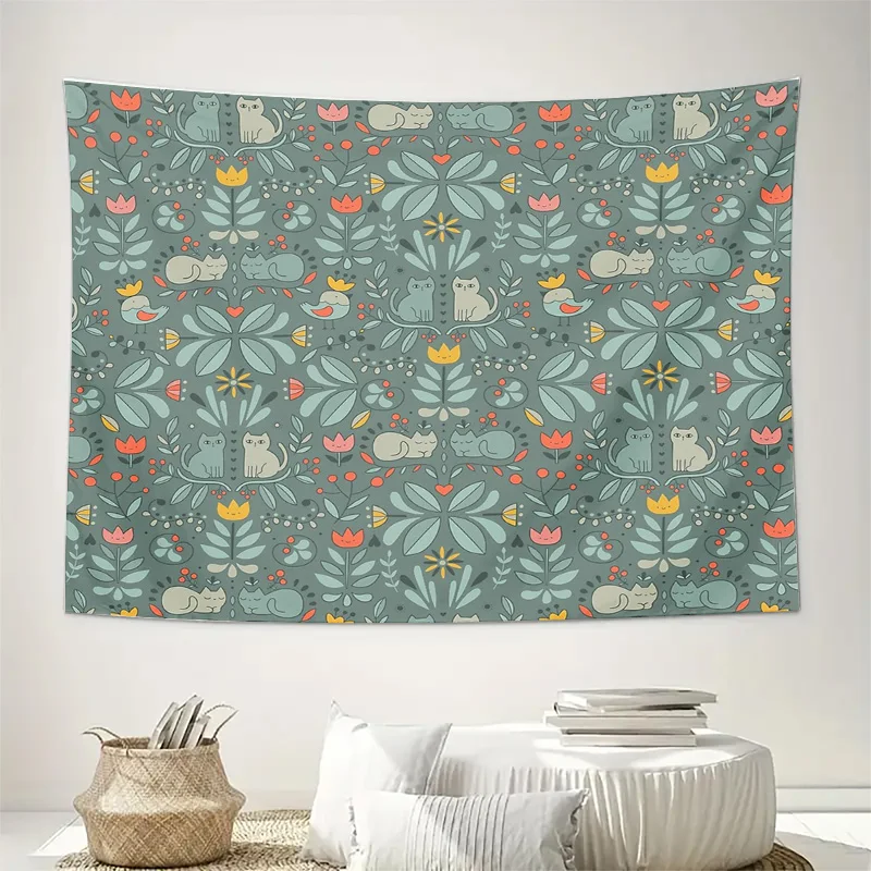 Boho Tapestry Nature Forest Tree Floral Wall Hanging Room Decor Aesthetic Home Textile Vintage Wall Art Bedroom Living Room