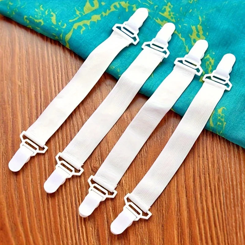 Clips antideslizantes para sábanas de cama, banda elástica para un ajuste seguro, poliéster duradero, innovador, 4 piezas