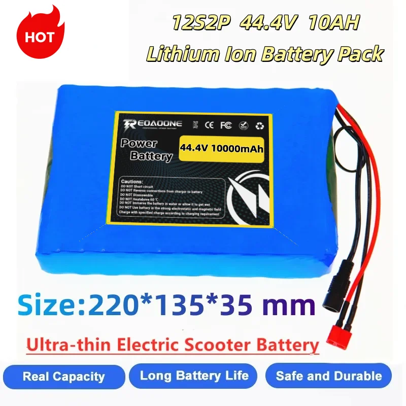 

Original 44.4V 10Ah 12S2P Lithium Ion Battery Pack with Built-in 20A BMS Compatible with Electric Scooter & Electric Skateboard