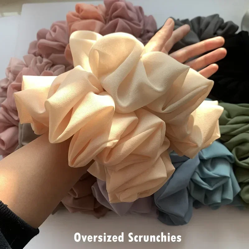 Big Size Chiffon Scrunchies For Muslim Women Custom Elastic Volumizing Oversized Neat stitching Malaysian Bunch Hair Tie - Image 5
