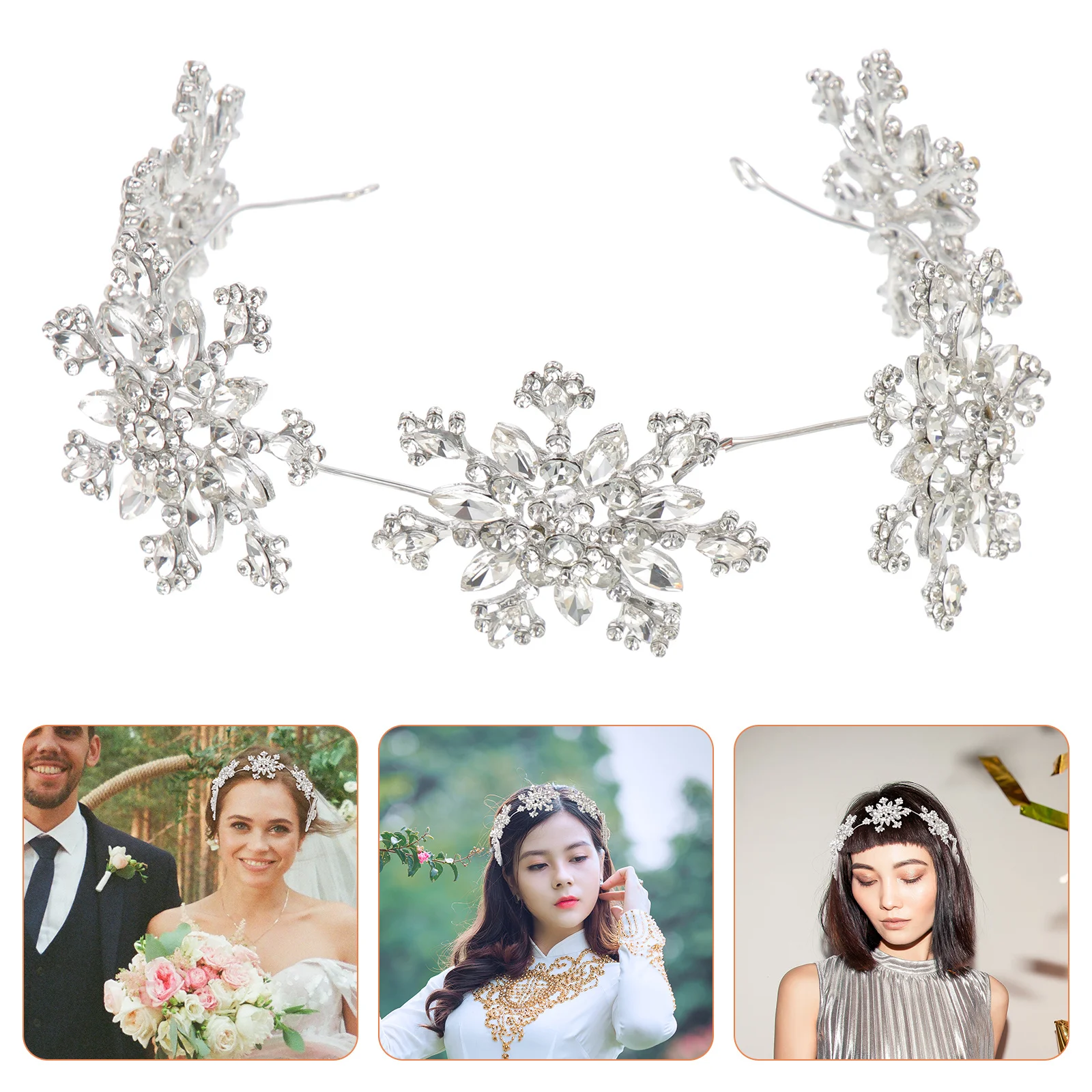 

Rhinestones Snowflake Headband for Women Elegant Bride Decorative Headband Birthday Party Hair Accessories Sparkling Girl