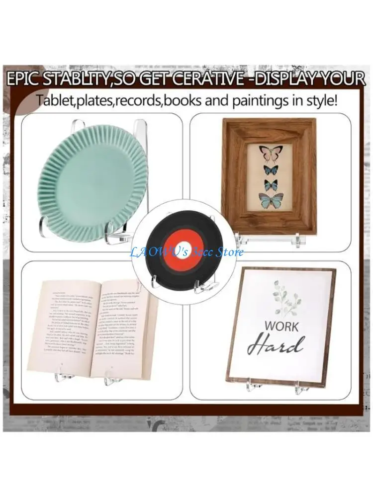 

Y8AD Clear Acrylics Easel Display Stand 5.9Inch Decorative Plate Stand for Displaying Photo Book Picture Frame Display Stand