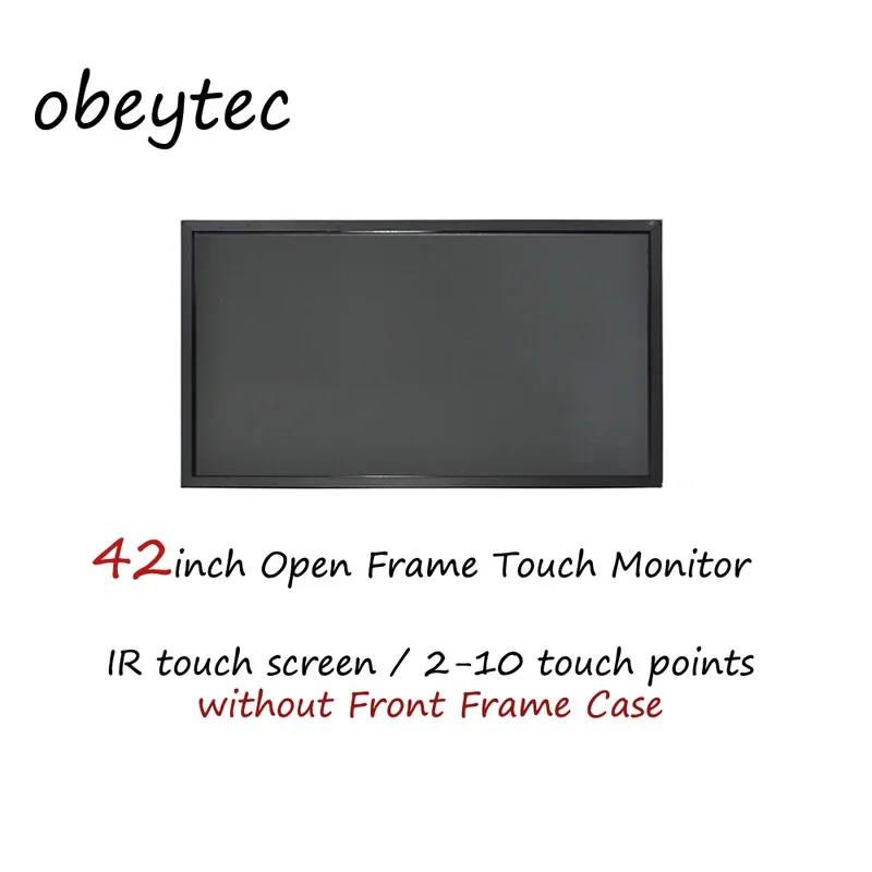 

42 inches touch LCD monitor, embedded, 350cd/m2, 1920*1080, view 929.6(H)× 523.6 (v) mm, DVI VGA HDMI available, 50000hrs MTBF