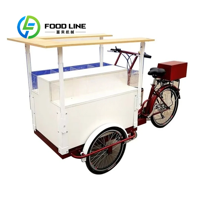 

2026 уличный трехколесный велосипед для салата, розничная тележка для фруктов, электрический грузовой велосипед для рынка ЕС