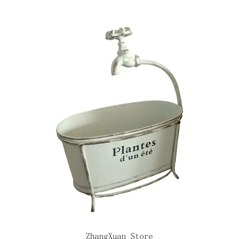 Eleganter Eisen-Gartenpflanzer mit Wasserauslauf-Design, für kleine Pflanzen, 3 x – Detail 2