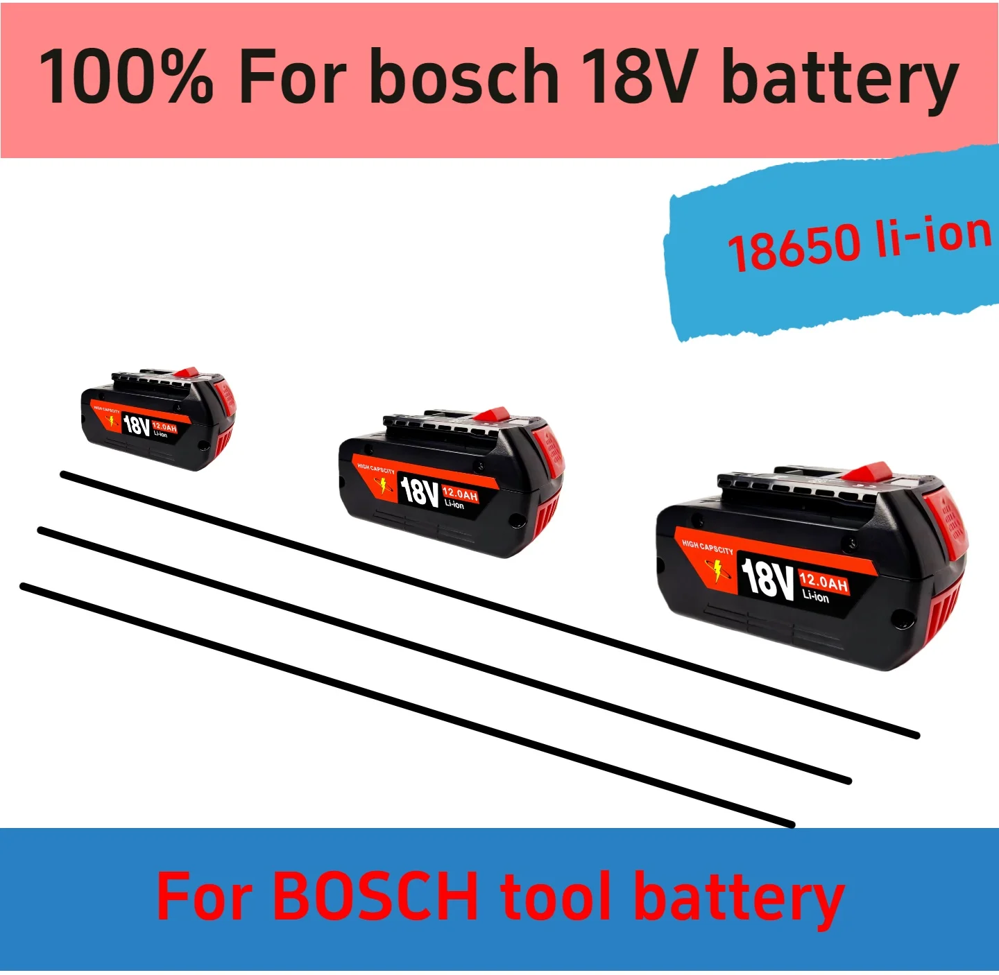 

Аккумуляторы 18В для BOSCH 18V Performance 12.0Ah LITHIUM-ION GDS250-Li GSR180-Li GWS180-Li GSB185-Li