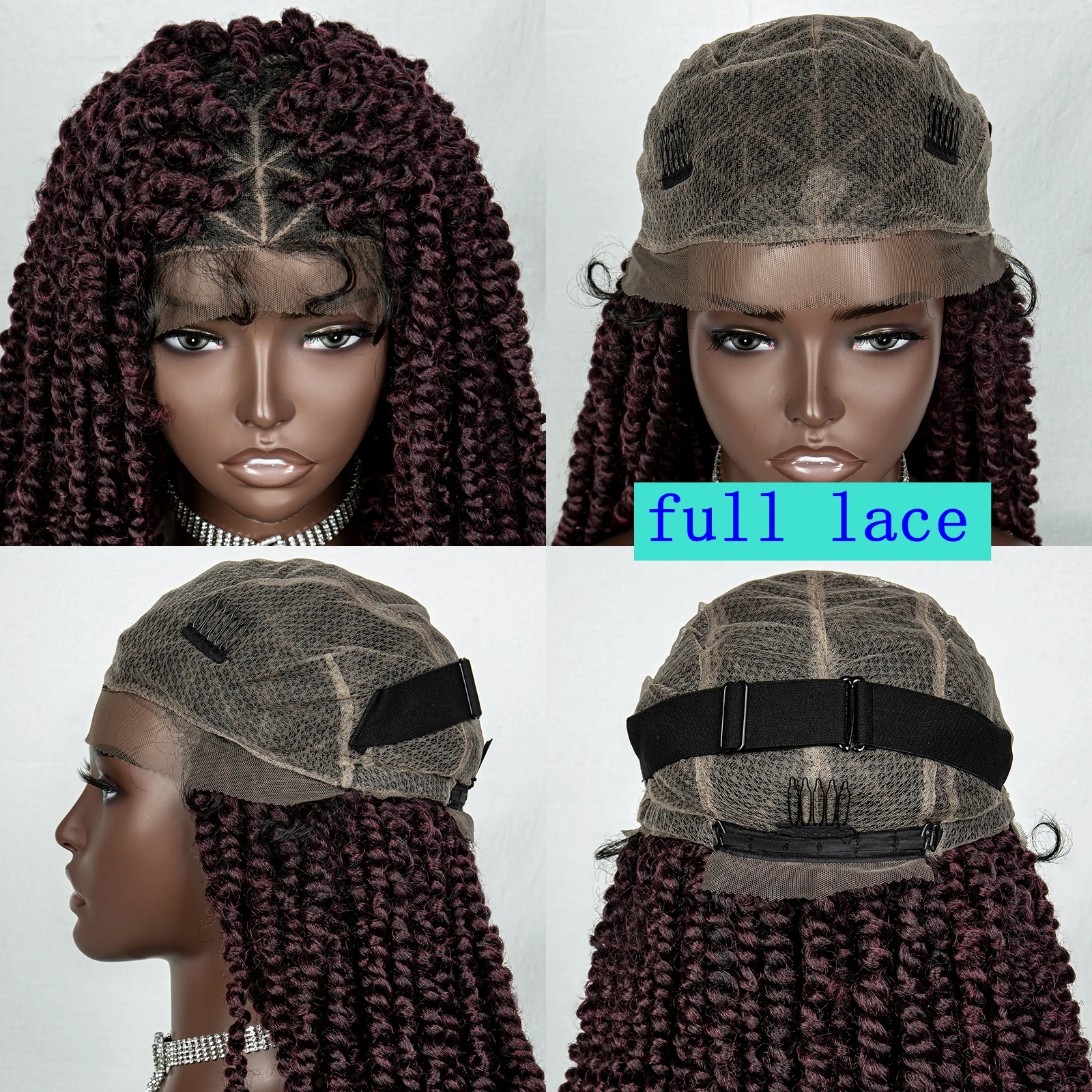 40 Inch Synthetic Full Lace Braided Wigs Knotless Box Braiding Afro American Hair Wig for Women Long Straight Lace Frontal Wig