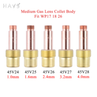 5/10Pcs 1.0/1.6/2.4/3.2/4.0mm TIG Medium Gas Lens Collet Body 45V24 45V25 45V26 45V27 45V28 For TIG WP17/18/26 Welding Torch Kit