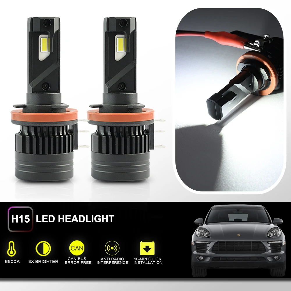 For Porsche Macan 2015 2016 2017 2018 H15 LED Headlight Bulbs Replacement High Beam/Daytime Running Light DRLs Car Headlamps