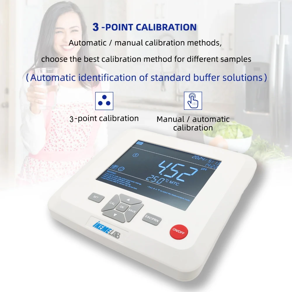 IKEME Laboratory pH Meter Multi-Parameter Water Quality Analyzer with EC/DO/PC/CD/PD/PCD Dissolved Oxygen for Swimming Pool