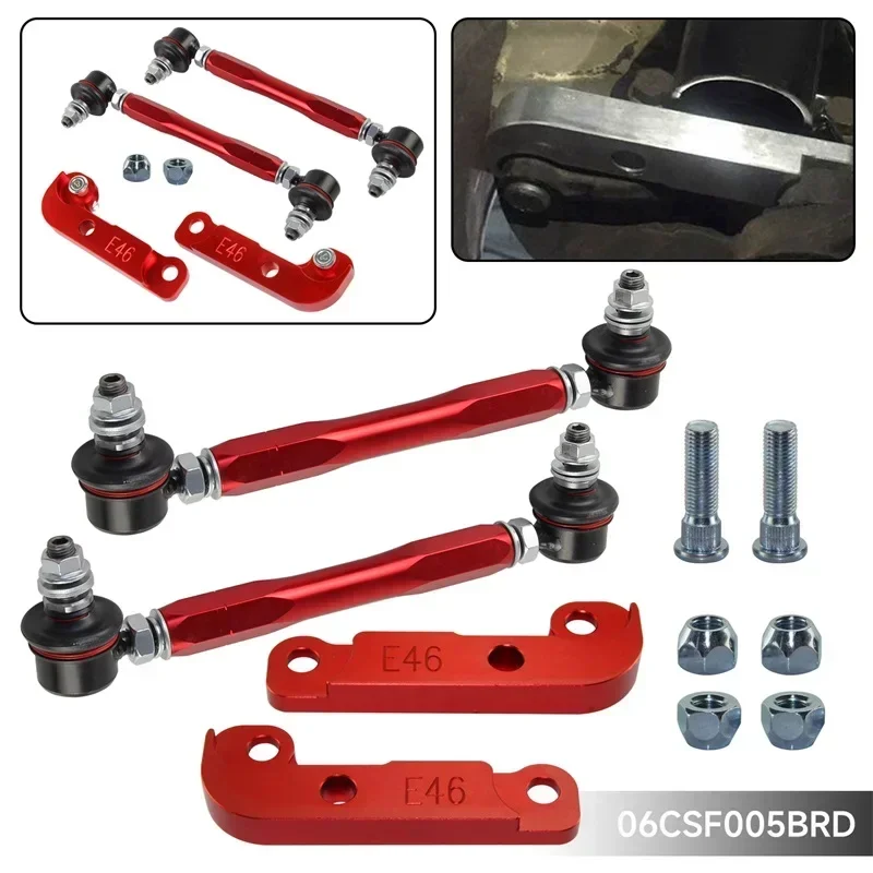 Tuning Drift turn angles 25%-30% + Sway Bar Drop Links Kit Fits For BMW E46 98-06 Black/Red/Blue/Silver