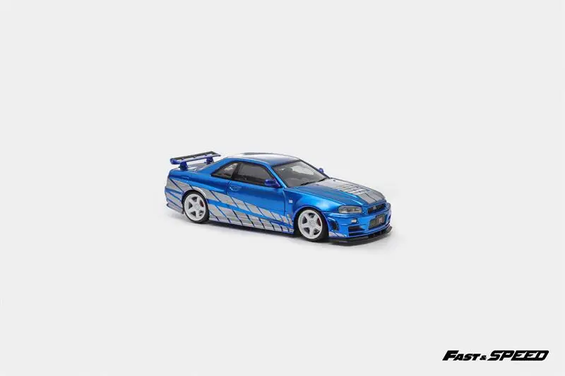 

PreSale Fast Speed 1:64 Skyline GTR R34 Z-Tune Chrome Blue with Silver Collection Miniature DieCast Model Car