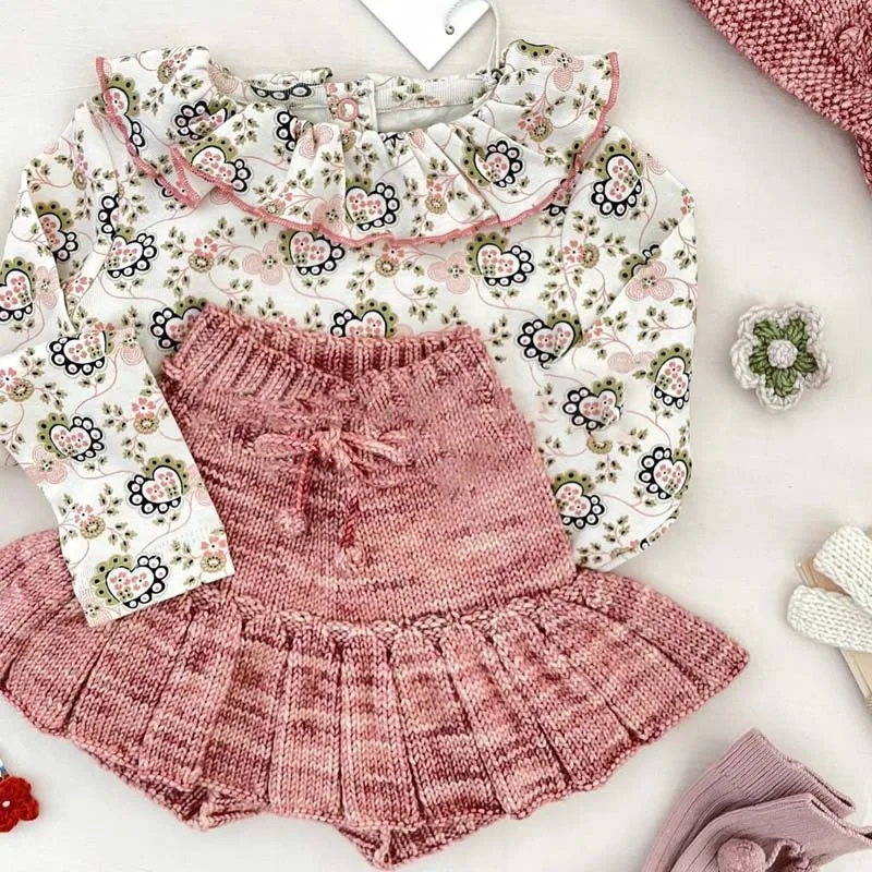 PER-SALE 2025 الخريف MP طفل الفتيات البلوزات قطعتين مجموعة من زهرة الدانتيل قاعدة قميص وسراويل الاطفال بوتيك ملابس تنورات للفتيات #6