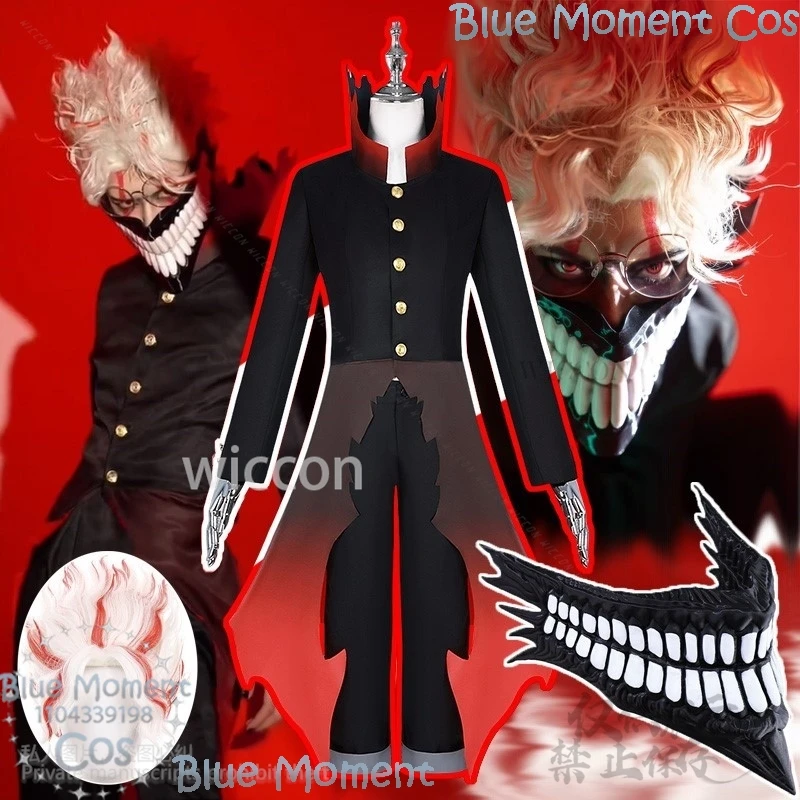 Quente anime dandadan okarun ken takakura cosplay traje peruca máscara 3d colar preto uniforme masculino pano dia das bruxas natal personalizado