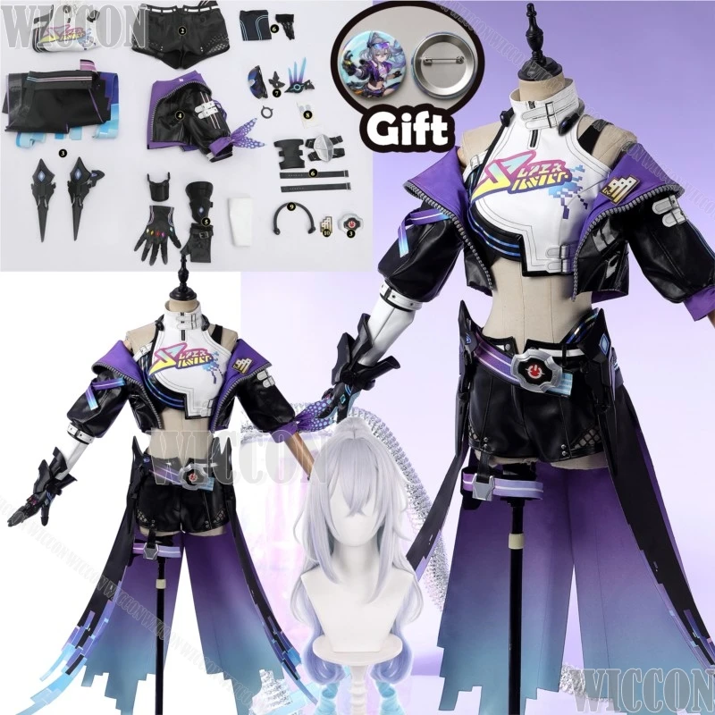 

SP Silver Wolf LV.999 Game Honkai: Star Rail Cosplay Costume Purple Dress Pony Wig Woman Sexy Clothes Halloween Party Outfit Cos