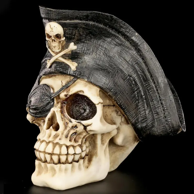 Caribbean Pirates One Eyed Skull Ornament Dark Series