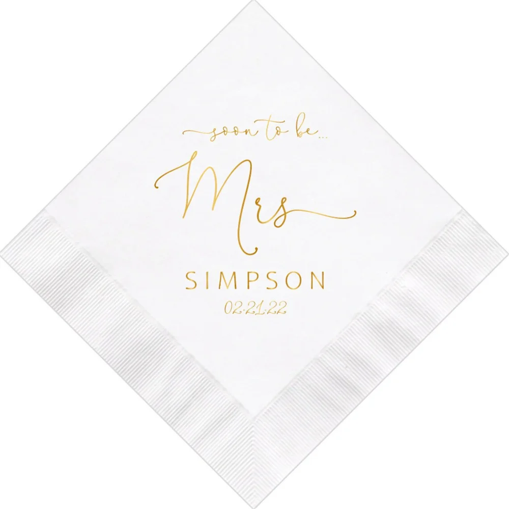 50PCS Personalized Napkins Bridal Shower Soon to be Mrs Custom Printed Monogram Napkins Personalized Wedding Napkins