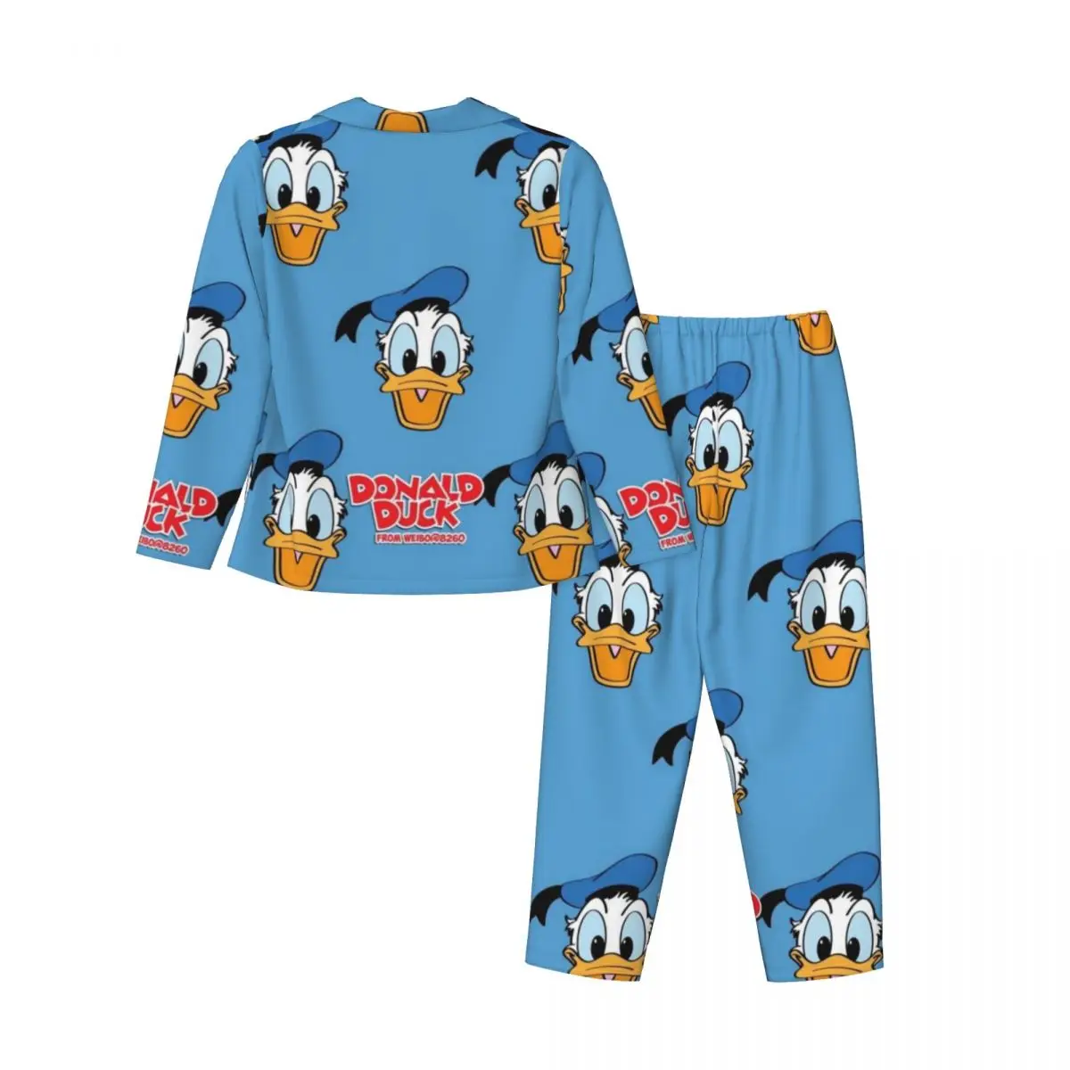 Disney Donald Duck Women\'s Pajamas Set Button Down Pajama 2 Piece Suit Pyjama Femme Nightwear Loungewear