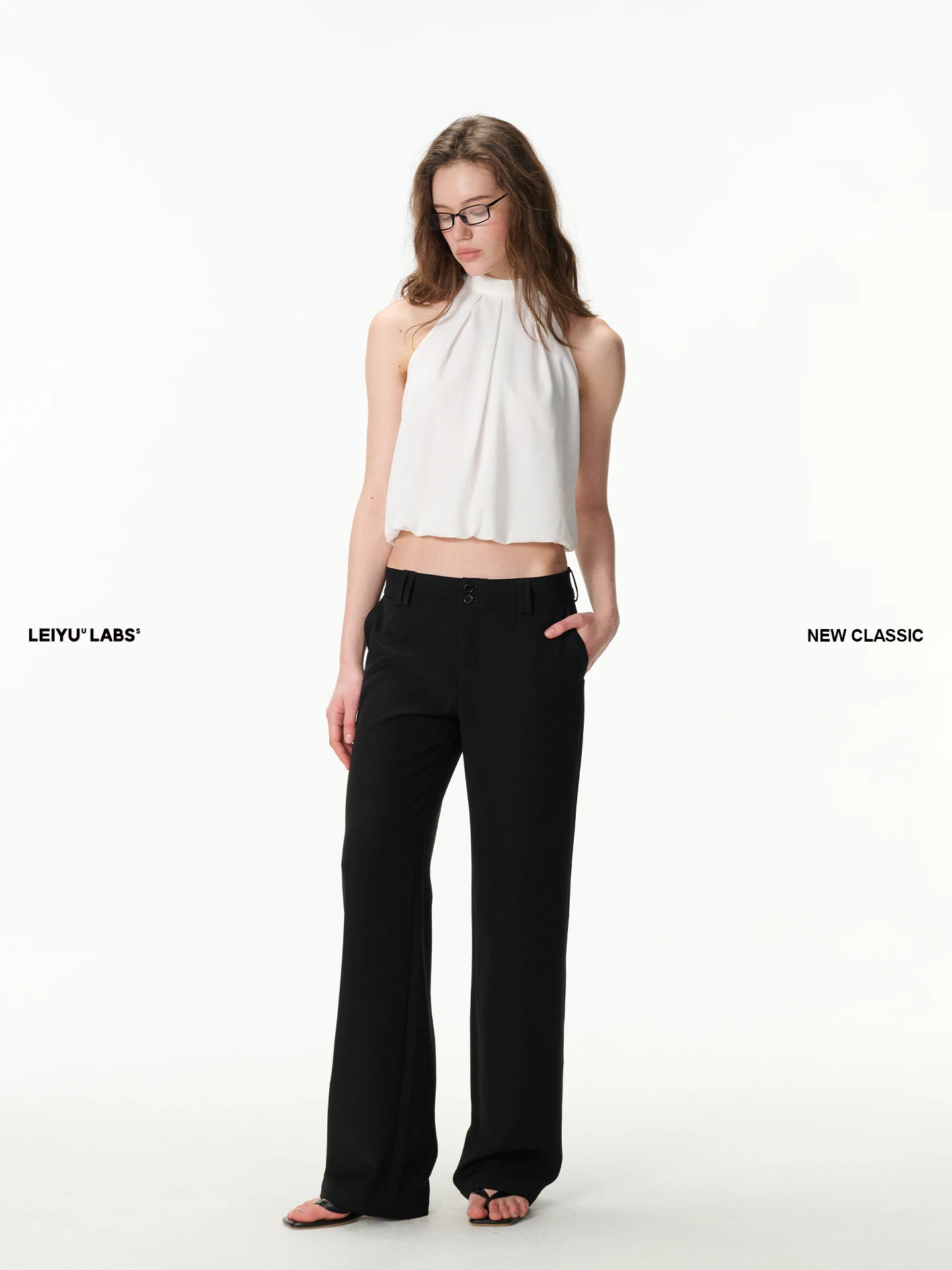 Low Waist Straight Leg Suit Pants Women Summer 2026 New Loose Slimming Drapey Casual Floor Length Pants Cleanfit Style