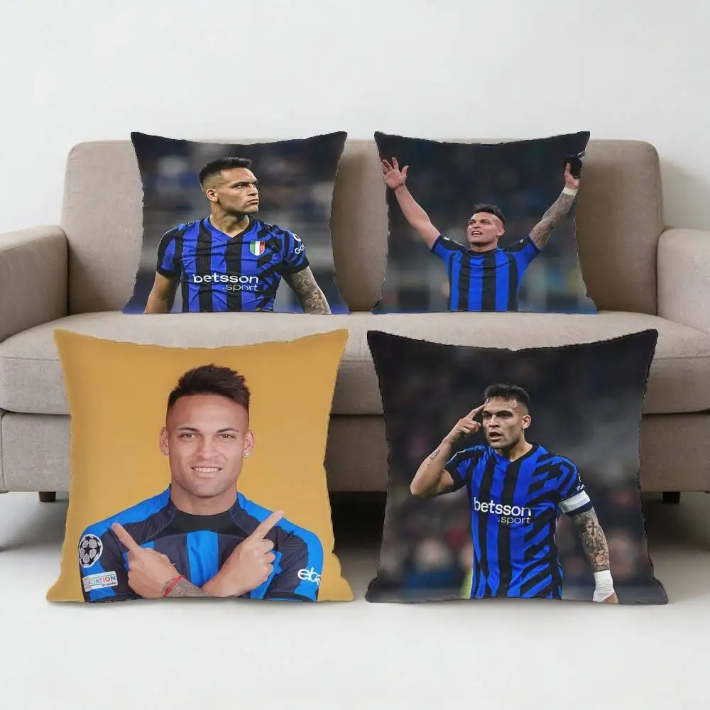 

Lautaro Martinez Footballer Pillow Case Anti-dustmite Pillowcase Invisible zipper silky short plush Sofa cushion cover