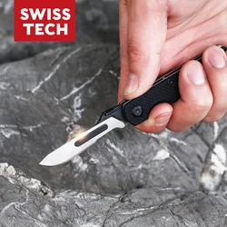 SWISSTECH G10 Folding Knife Scalpel Outdoor Pocket Knife Multi-function Cutting Tool Knife with Easy Change Blade Storage