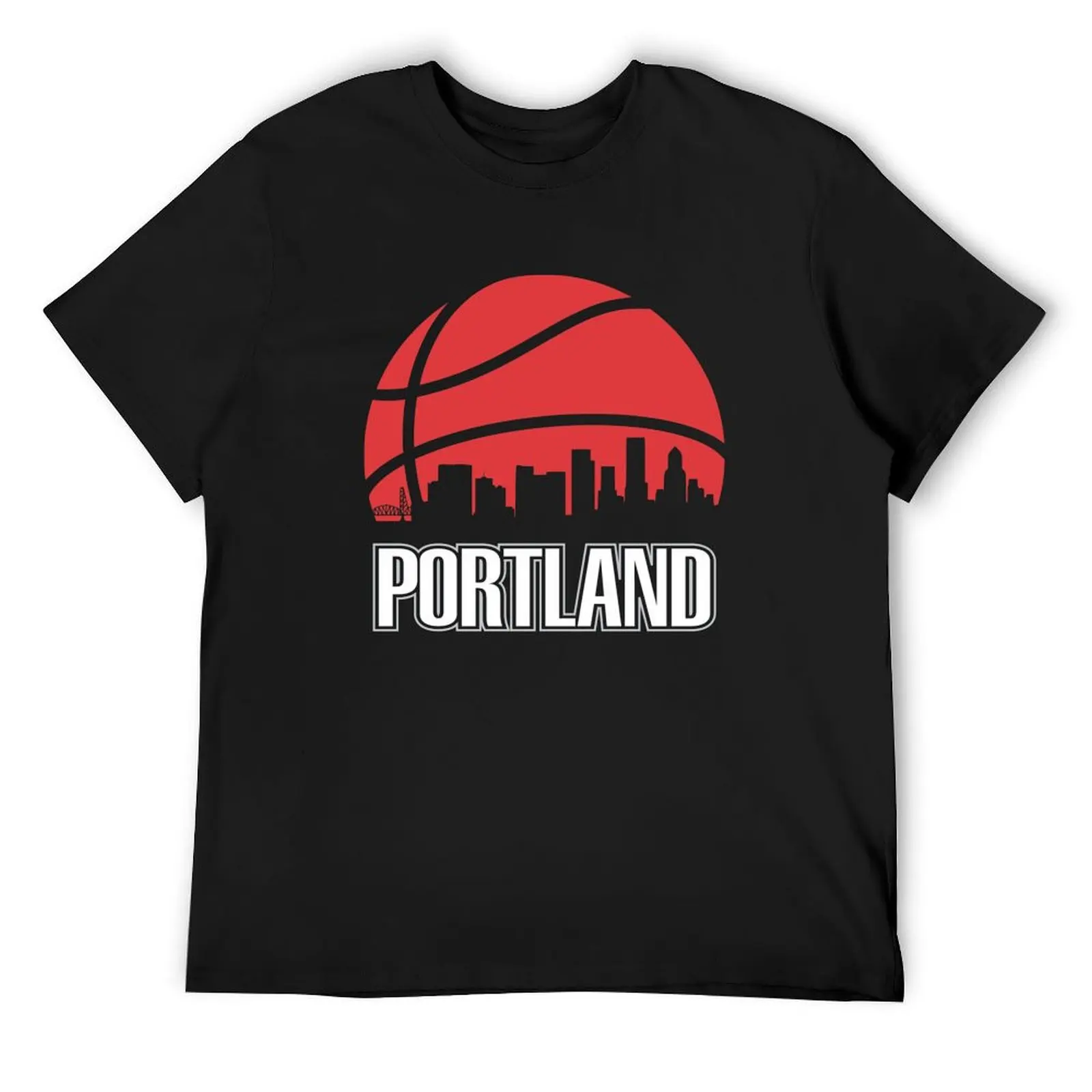 Retro trail blazers Basketball Portland city skyline T-Shirt