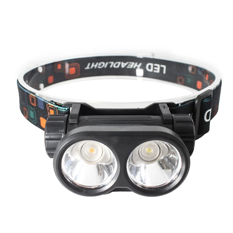 2LED Strong Headlight Intelligent Night Fishing Warning Headlight Red And White Light USB Charging Adjustable Headlight