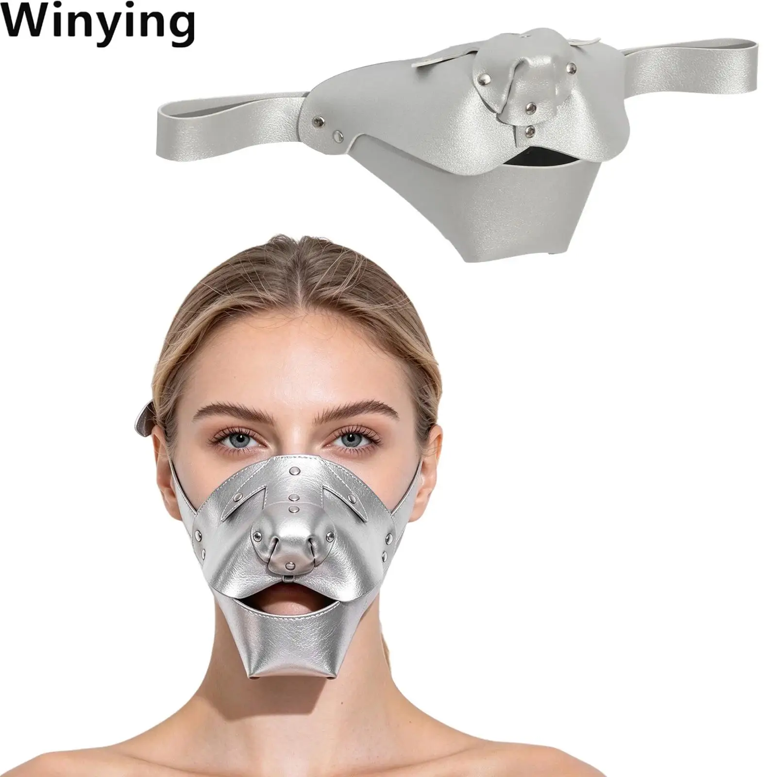 Unisex Adults Steampunk Style Irregular Faux Leather Mask with Adjustable Strap for Halloween Cosplay Party Stage Performance