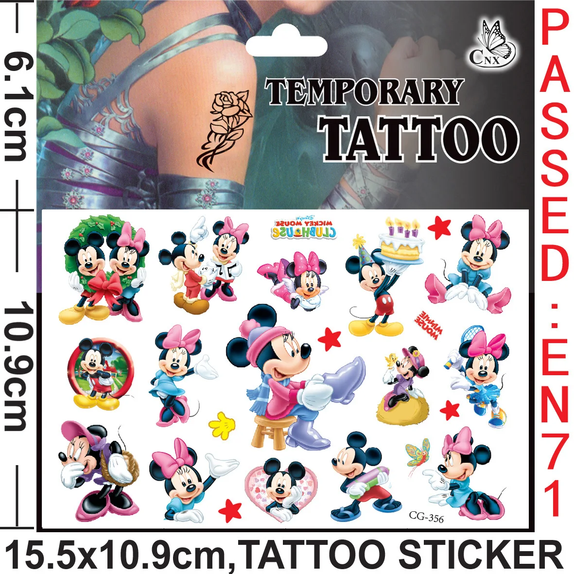 1Pcs Disney Mickey Minnie Maus Kinder Tattoo Aufkleber Anime Figur Cartoon Mädchen Geburtstag Geschenk Körper Kunst Wasserdichte Tattoo Aufkleber