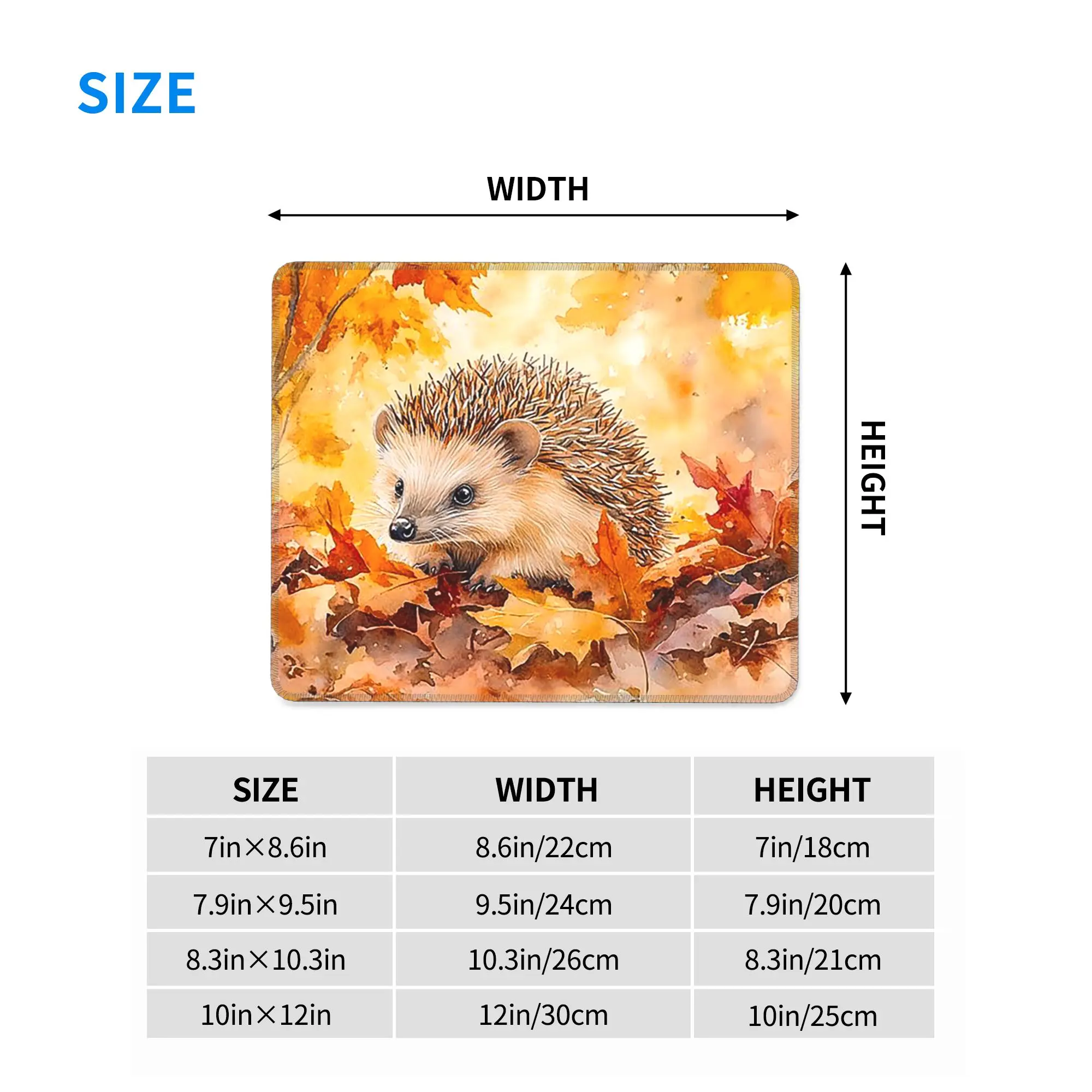 Hedgehogs Autumn Leaves Designed Mouse Pad Computer Keyboard Mouse Mat Gaming PC Laptop Desk Mat Office Accessories Table Mats