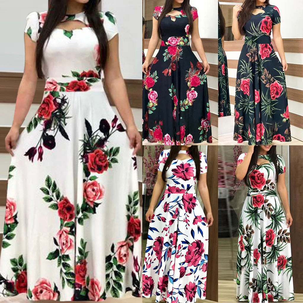 Long Dress Fashion Womens Floral Dress Summer Dresses for Womens Woman Dresses Casual plus Fall Dress Party Gowns for Women