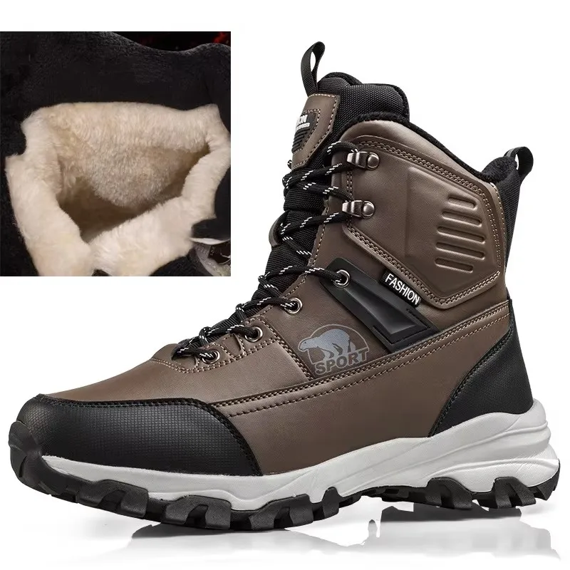 

Fashion Men's Boots Warm Plush Snow Boots 2026 New Winter Boots Outdoor Tactical Boots Cotton shoes Waterproof Hiking Shoes