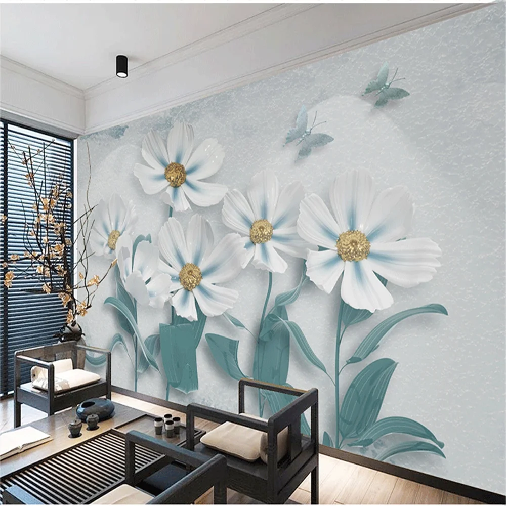 

custom Lily Jewelry Wallpaper for Living Room Wall Painting Flowers Light Luxury Sofa TV Background Wall paper home decoration