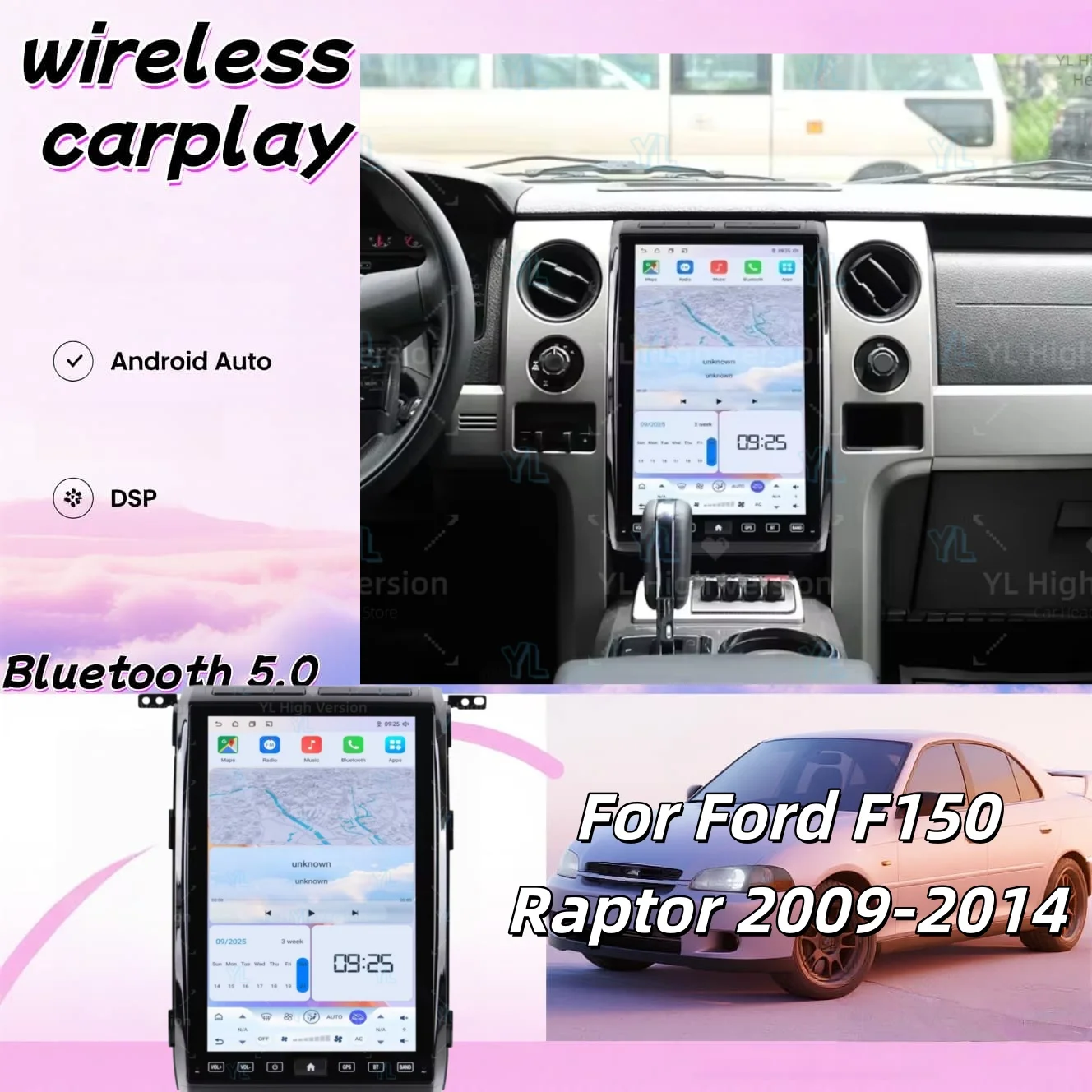 

14.5" Android 14 Wireless Carplay For Ford F150 Raptor 2009-2014 Stereo Multimedia GPS Navigation 4G Head Unit Bluetooth 5.0 DSP